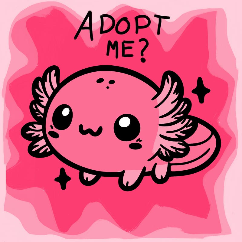 cute easy baby axolotl