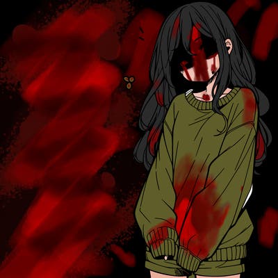 manga teen girl  in a sweater and baggy pants