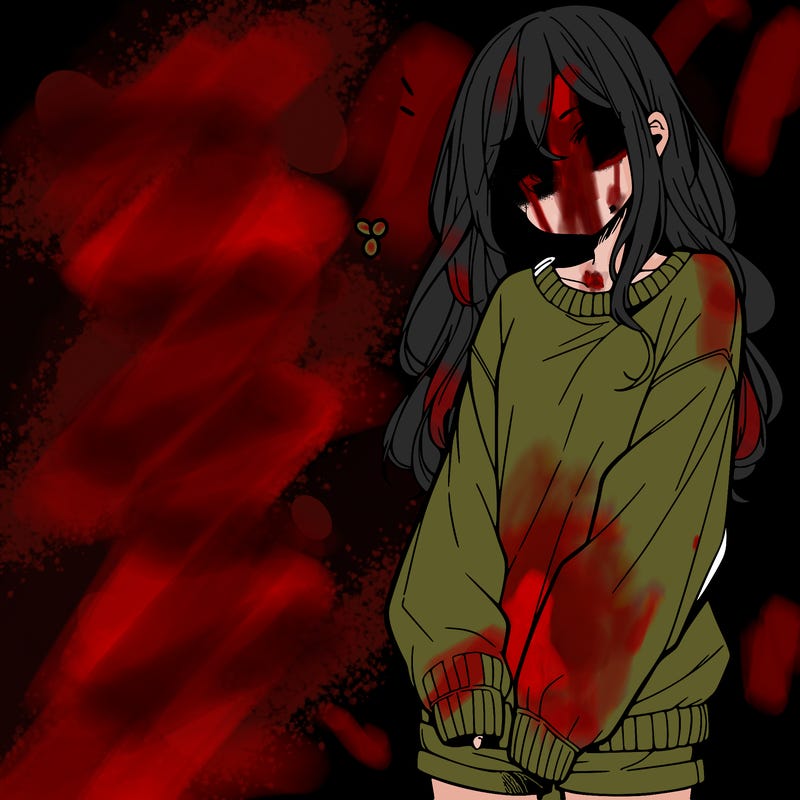 manga teen girl  in a sweater and baggy pants