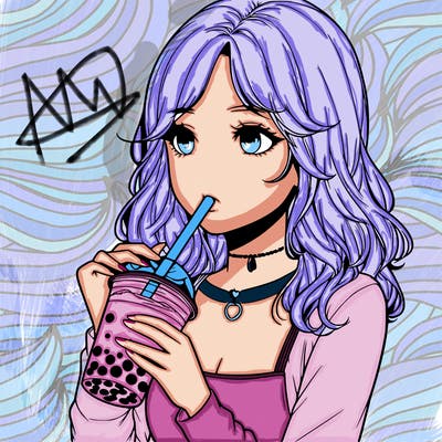 realistic girl drinking boba tea