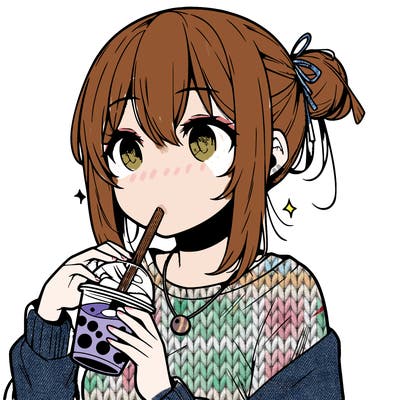manga character drinking boba