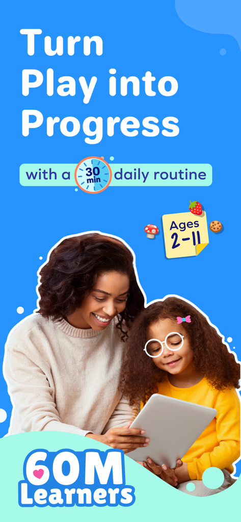 A mother and daughter using the SplashLearn educational app on a tablet together