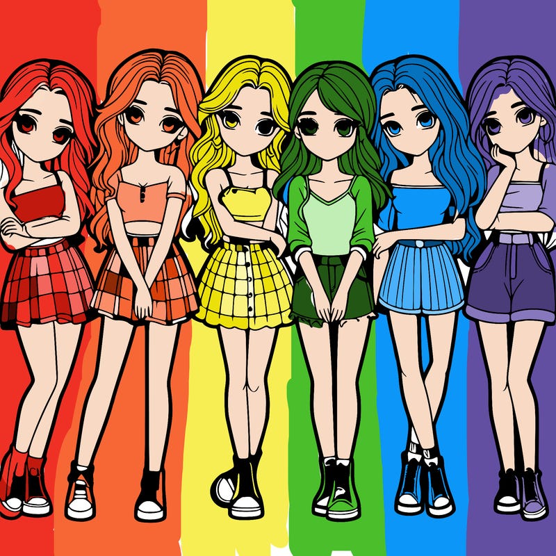 a group of girls realistic