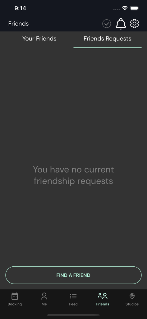 jo:ga - Interfaz de la aplicación de yoga jo ga que muestra la sección de amigos y comunidad.