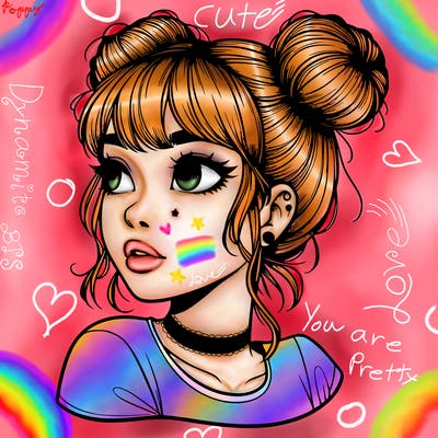 realistic girl with spacebuns