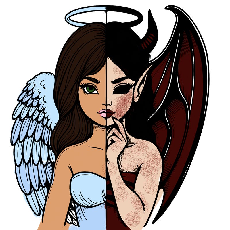 realistic angel half demon