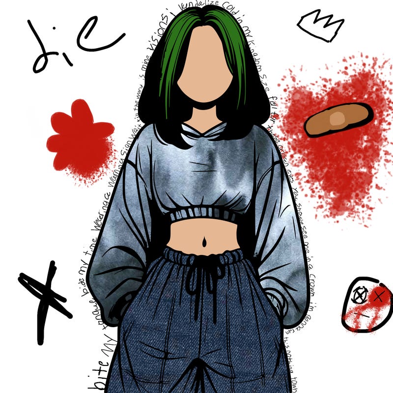 realistic girl faceless with baggy pants and a crop top