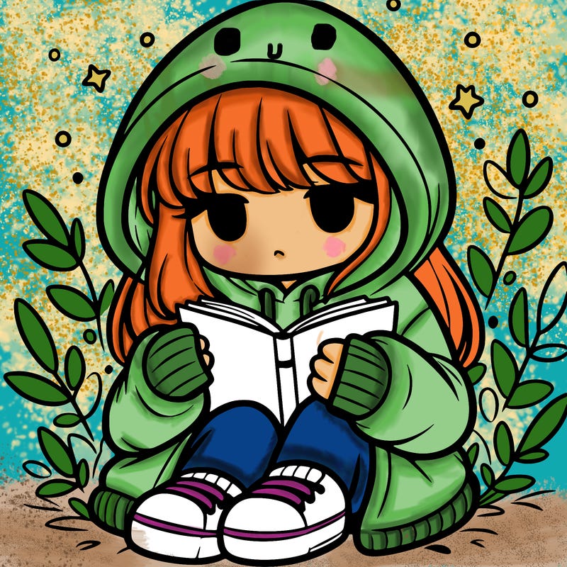 girl in oversized hoodie reading a book