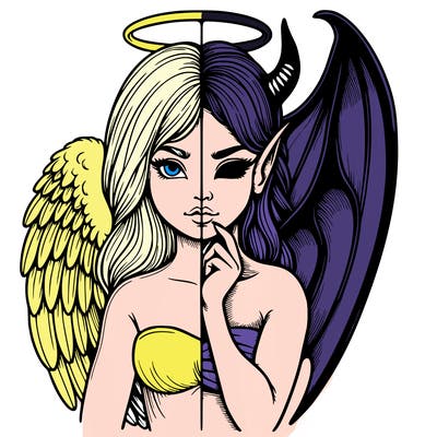realistic angel half demon