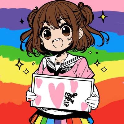 manga girl holding blank sign