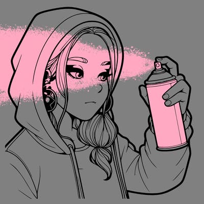 a realistic girl, spray painting