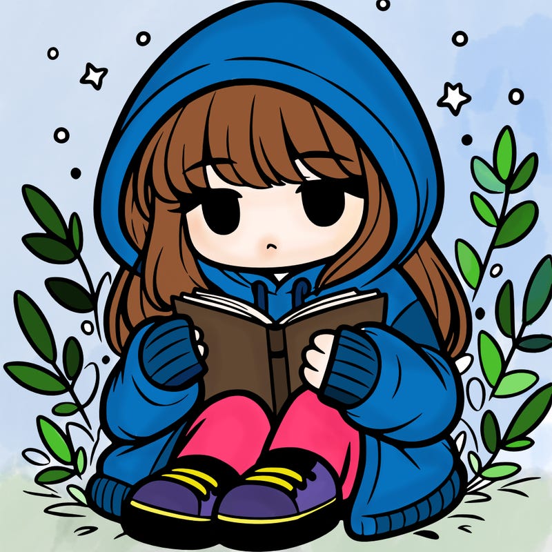 girl in oversized hoodie reading a book