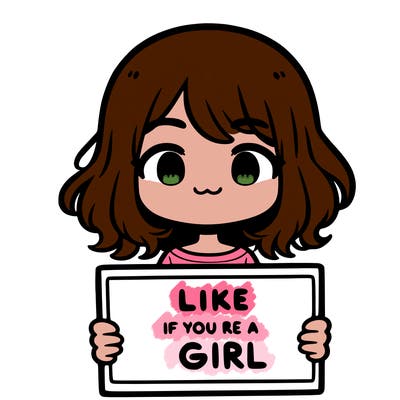 a cute girl holding a sign that says like if you’re a girl