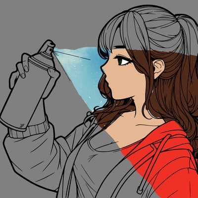 a realistic girl spray, painting