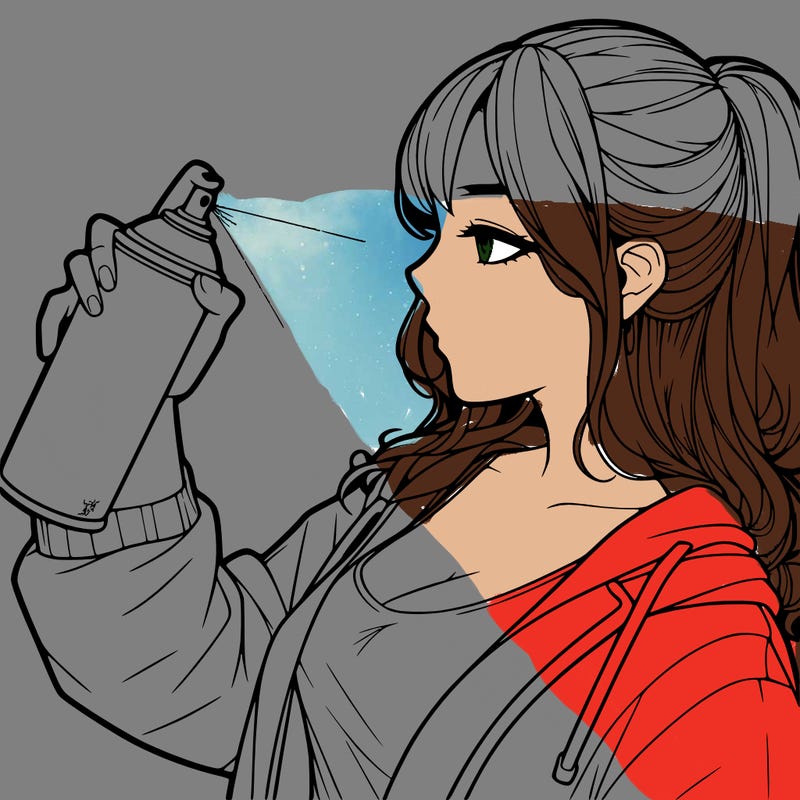 a realistic girl spray, painting