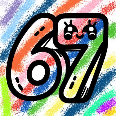 the numbers 67