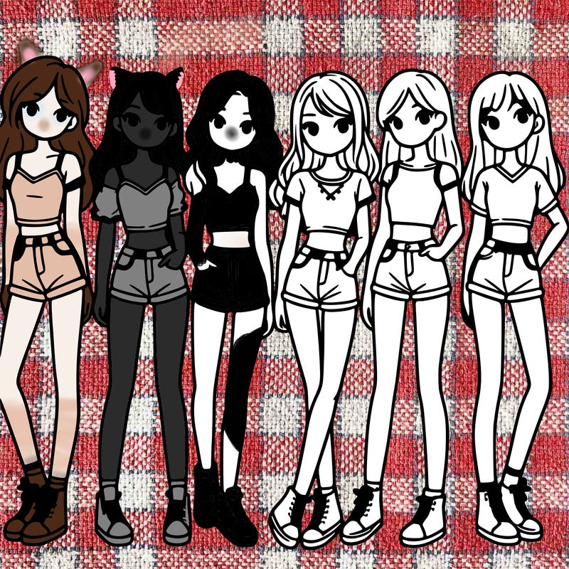 a group of girls wearing crop tops and shorts