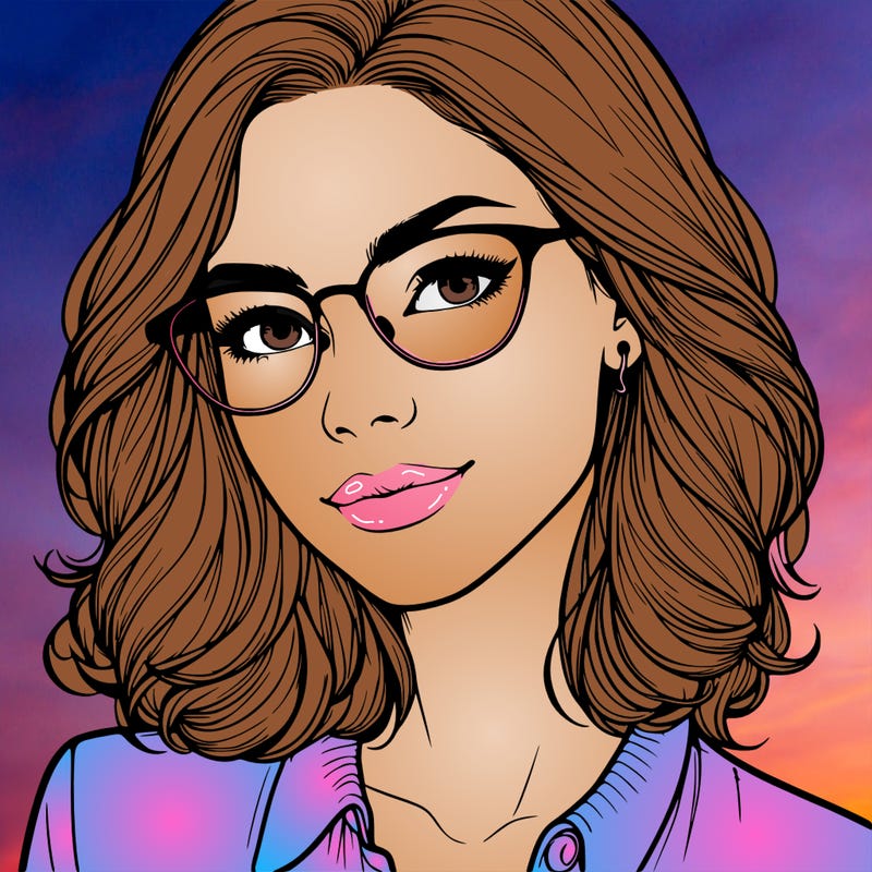 realistic woman with glasses
