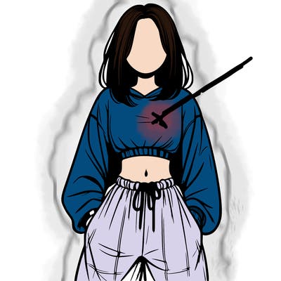realistic girl faceless with baggy pants and a crop top