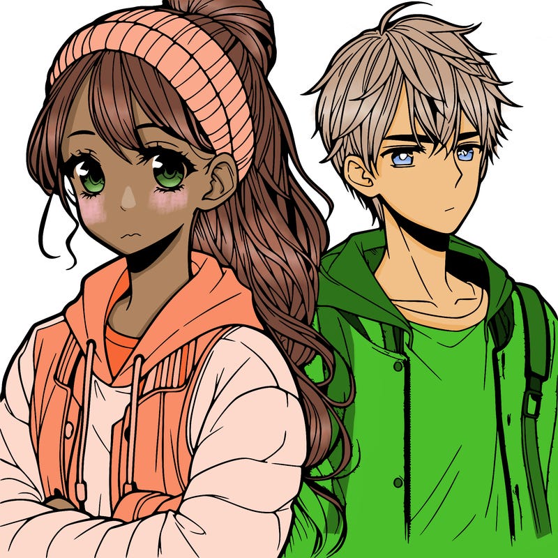 teen manga girl and boy