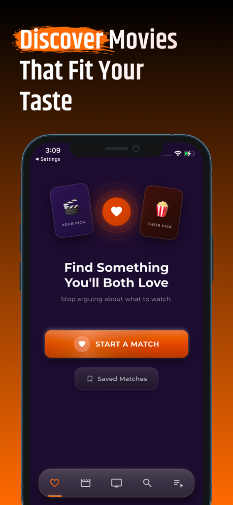 Cineby: Movies & Drama TV Show - Cineby app screen showing the Movie Match feature to help friends and couples find movies together.