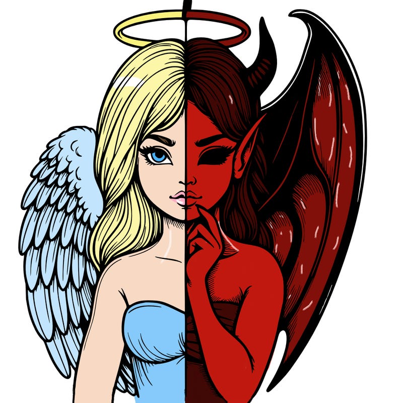 realistic angel half demon