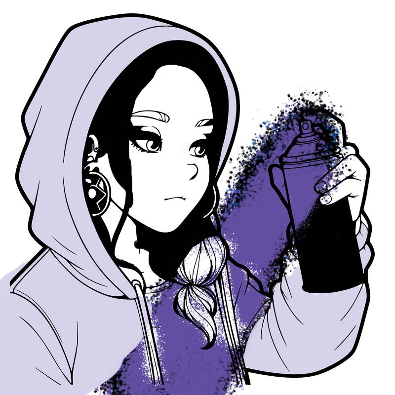 a realistic girl, spray painting