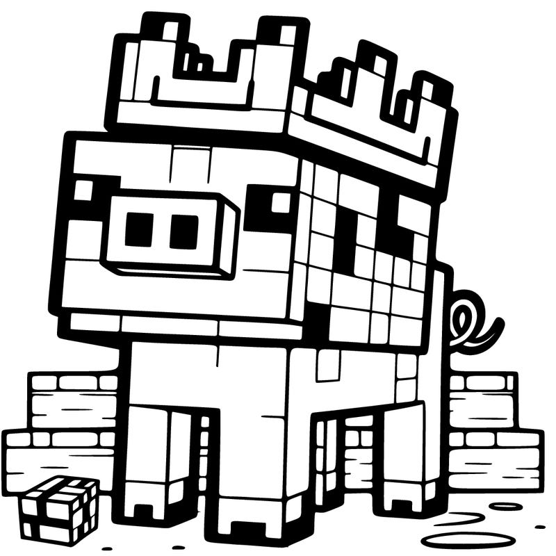 minecraft pig with crown
