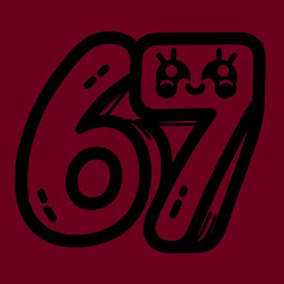 the numbers 67