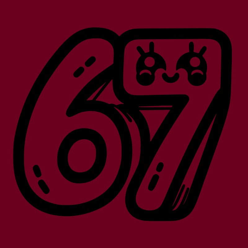 the numbers 67