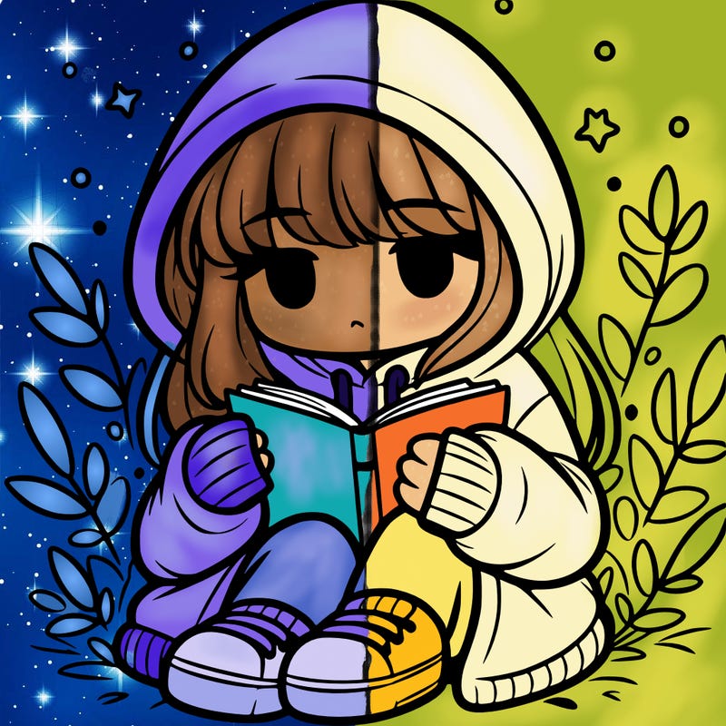 girl in oversized hoodie reading a book