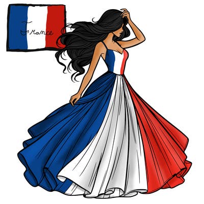 realistic woman with dress flowing in the wind