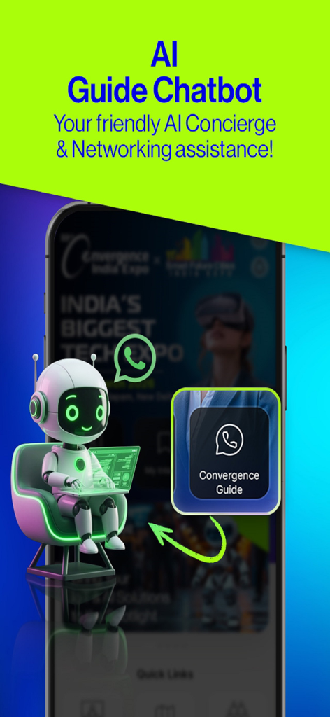 EI Expo - EI Expo app interface featuring an AI Guide Chatbot for concierge services and networking assistance.