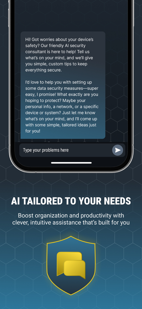 Pantalla de chat del asistente de seguridad personalizado del Navegador SilverSecure AI