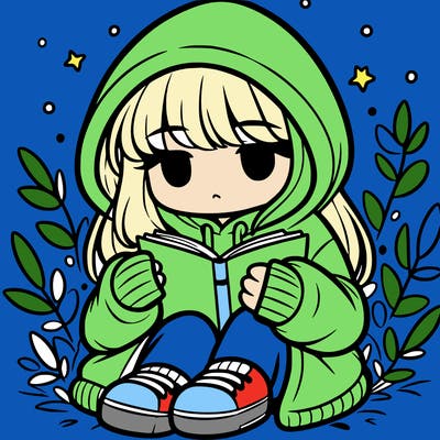 girl in oversized hoodie reading a book