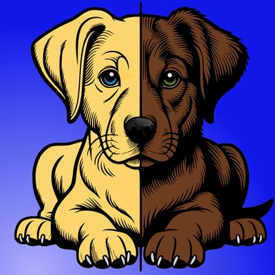 realistic dog split picture