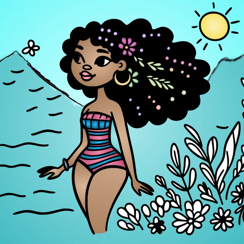 african woman in a swimsuit
