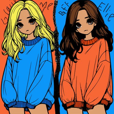 realistic girl with baggy sweater