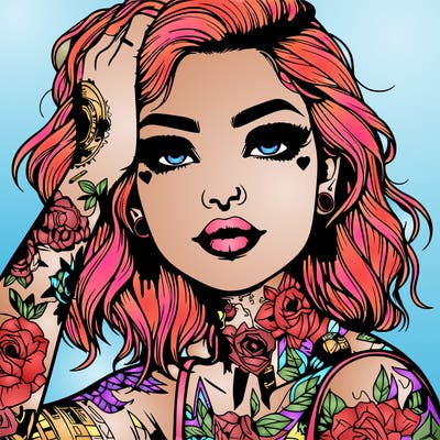 realistic girl with tattoos all over