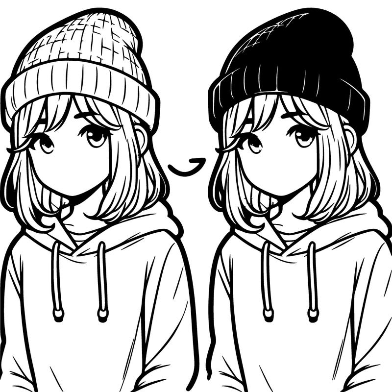 girl with shoulder length hair, a beanie and a hoodie
