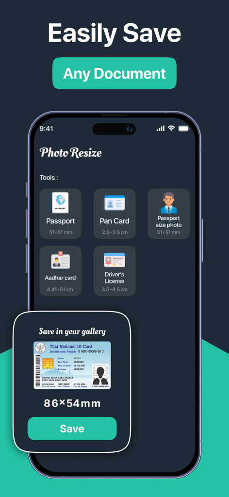 Document Scanner App. - Document Scanner App photo resizing tool for ID cards and passports