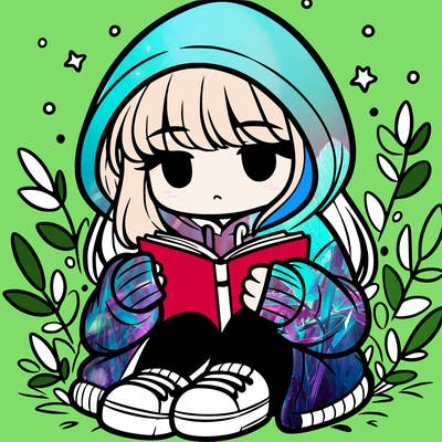 girl in oversized hoodie reading a book
