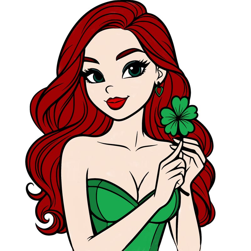 beautiful woman  carrying a clover