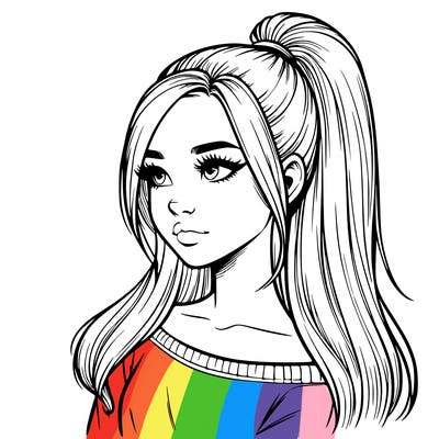 realistic girl with a high ponytail