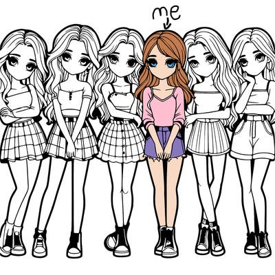 a group of girls realistic