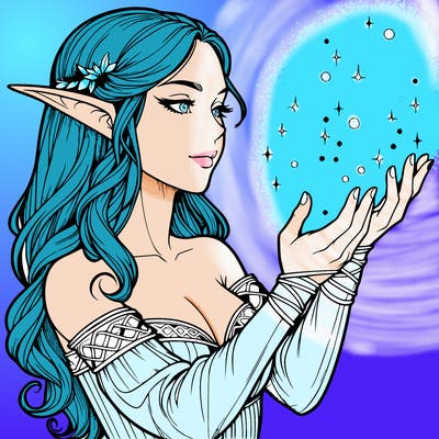 realistic elf girl doing magic