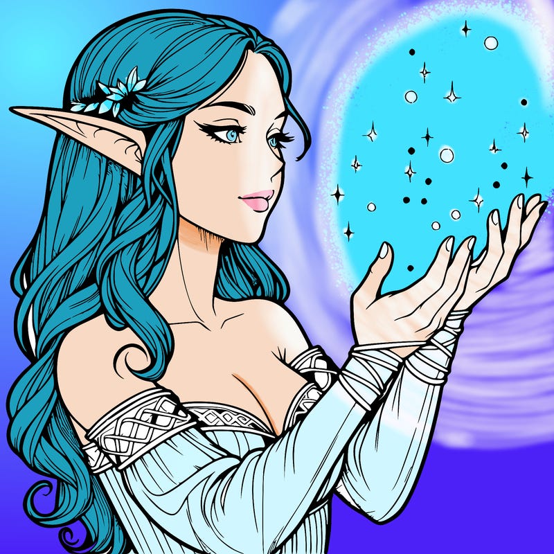 realistic elf girl doing magic