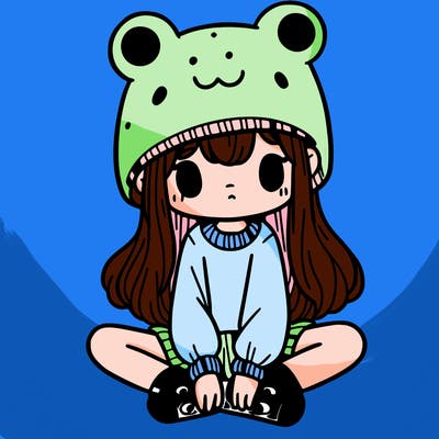 a girl wearing a frog hat and some frog socks
