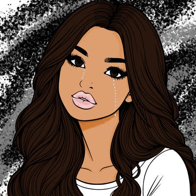 realistic girl with hair on her hair and lips