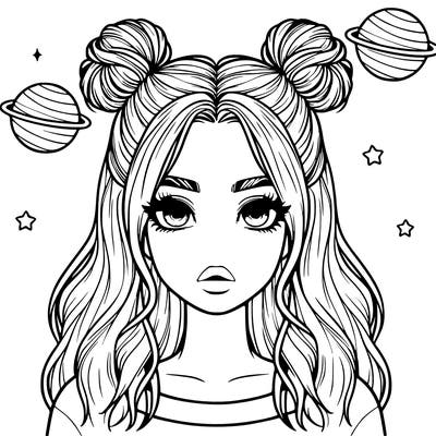 realistic girl with space buns